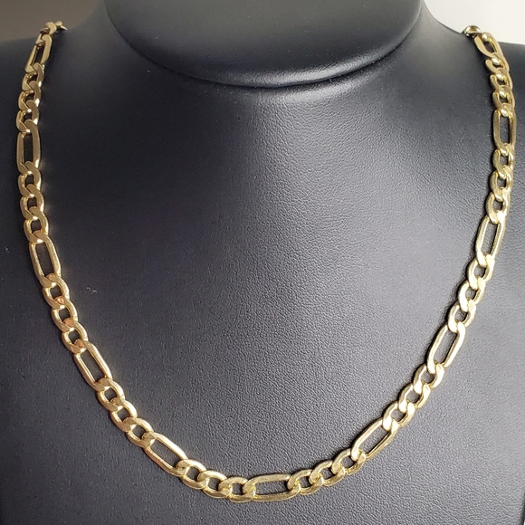 SOLID 14kt YELLOW GOLD Figaro Link Men's Chain - Picture 2 of 7